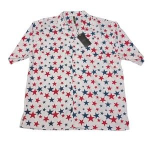 True Rock Men's 5XL Shirt New With Tags Stars American Button Up‎ Short Sleeve